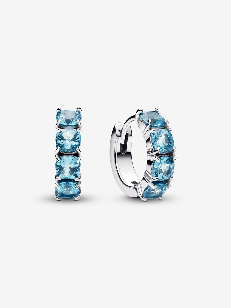 Light Blue Hoop Earrings - Sterling Silver - 293851C01