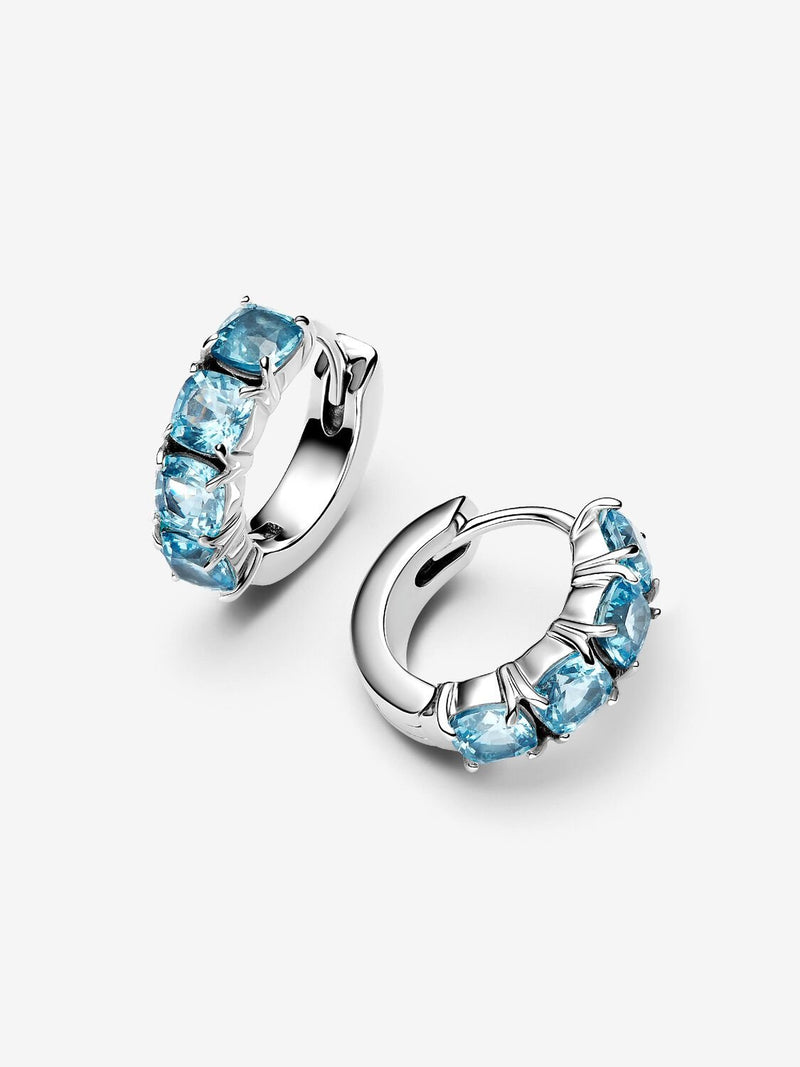 Light Blue Hoop Earrings - Sterling Silver - 293851C01
