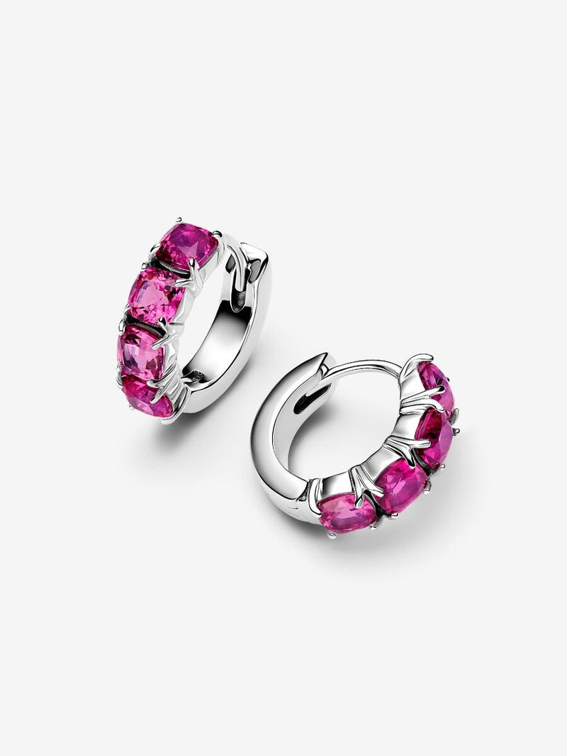 Pink Hoop Earrings - Sterling Silver - 293851C02