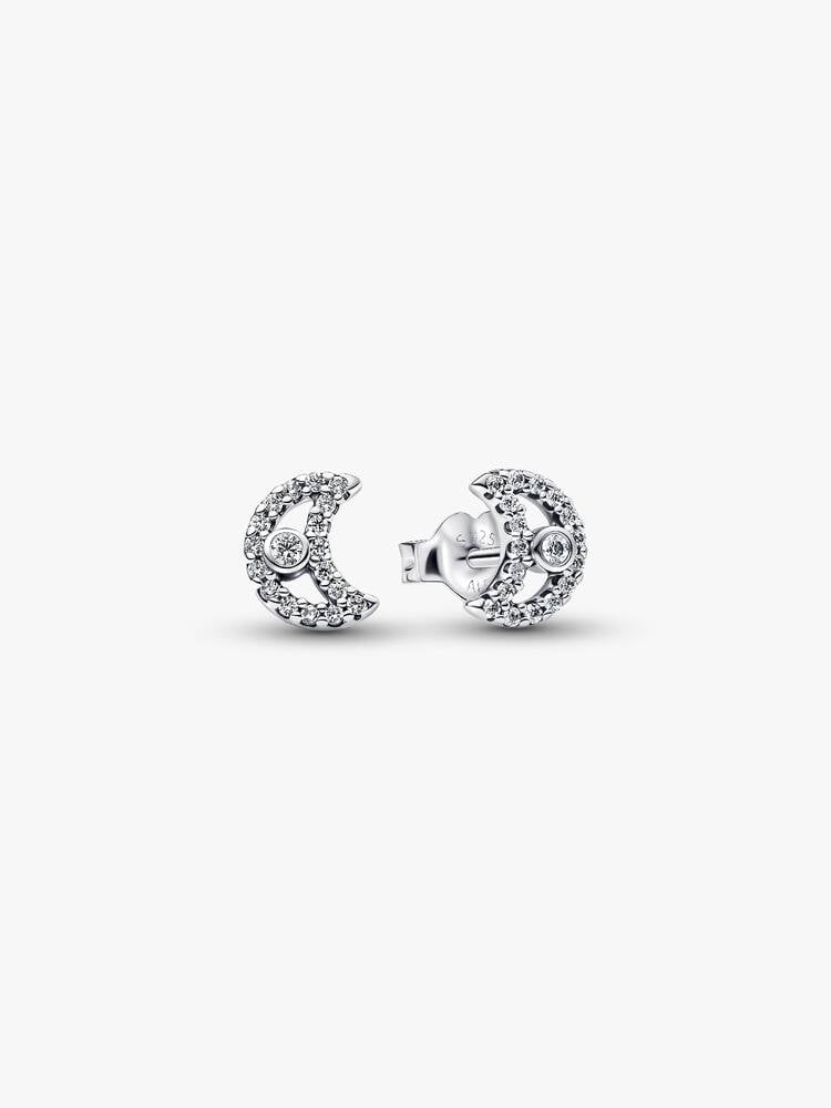 Sparkling Moon Stud Earrings - Sterling Silver - 294257C01
