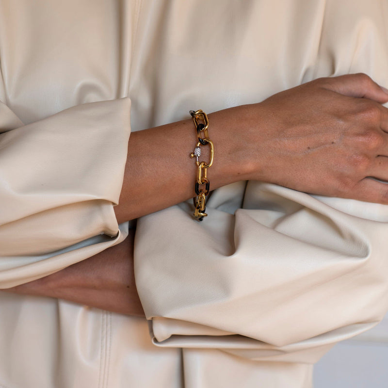 Milano Leopard Print Link Bracelet - Gold - 2947TU