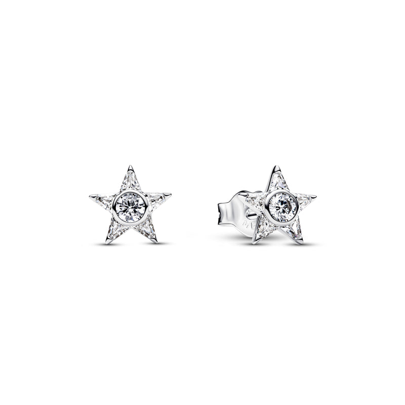 Star Cubic Zirconia Stud Earrings - Sterling Silver