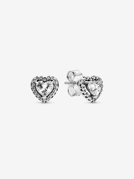 Elevated Heart Stud Earrings - Sterling Silver - 298427C01