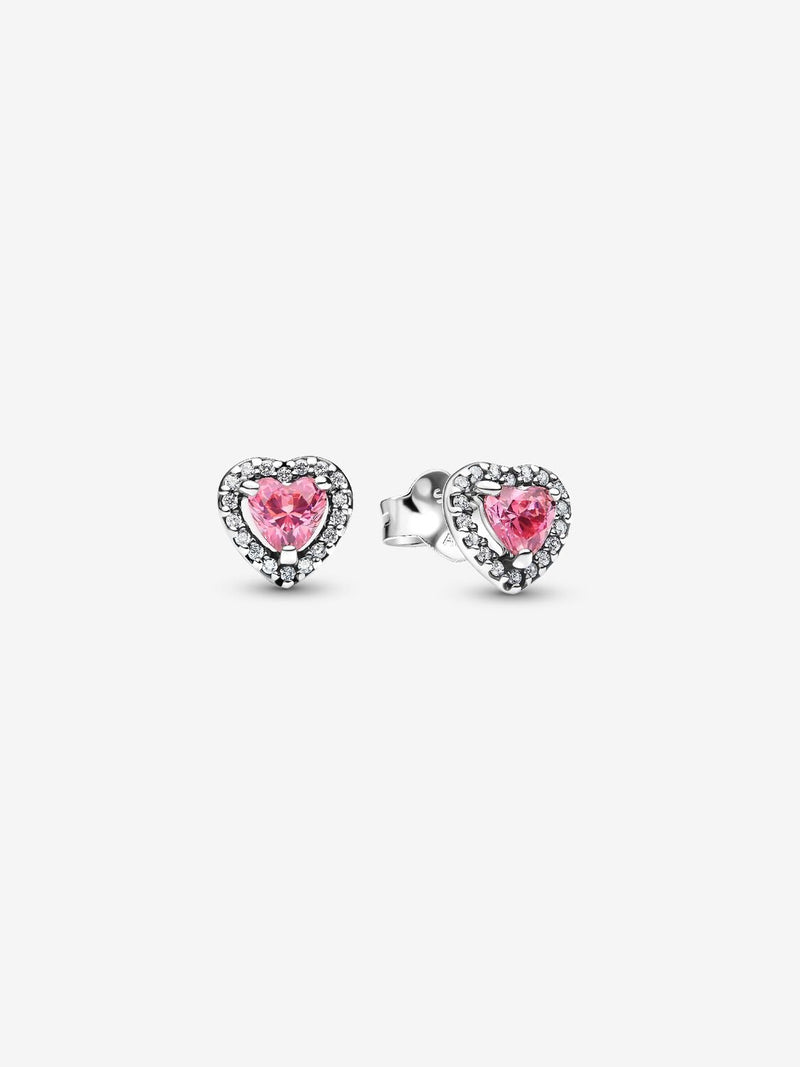 Elevated Pink Heart Stud Earrings - Sterling silver - 298427C02