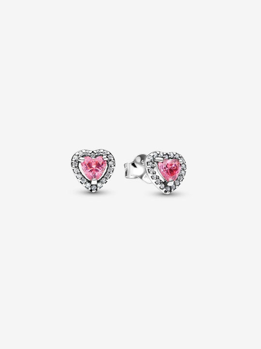Elevated Pink Heart Stud Earrings - Sterling silver - 298427C02