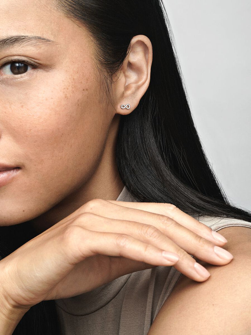Sparkling Infinity Stud Earrings - Sterling Silver - 298820C01