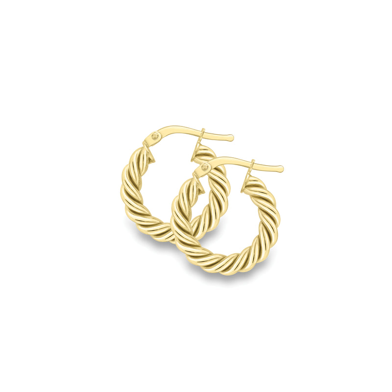 Twisted Hoop Earrings - 9ct Yellow Gold