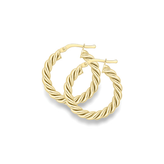 Twisted Hoop Earrings - 9ct Yellow Gold