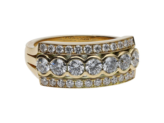 Diamond Three Row Dress Ring, 1.09ct - 18ct Yellow Gold