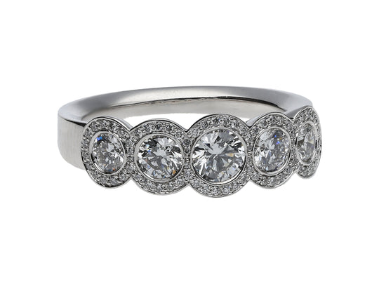 Five Stone Diamond Dress Ring, 1.23ct - 18ct White Gold