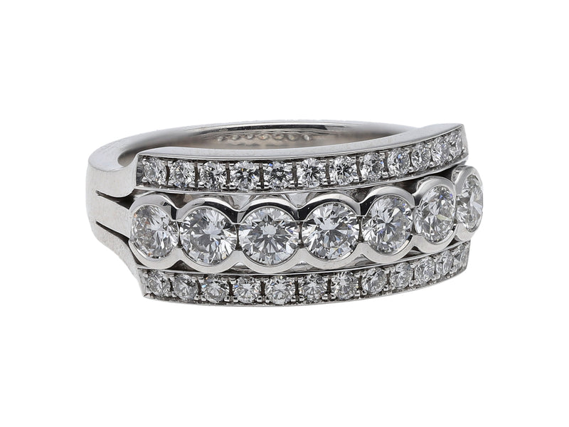 Diamond Three Row Dress Ring, 1.09ct - 18ct White Gold