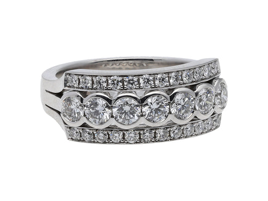 Diamond Three Row Dress Ring, 1.09ct - 18ct White Gold