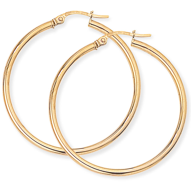 Classic Plain Hoop Earrings - 9ct Yellow Gold