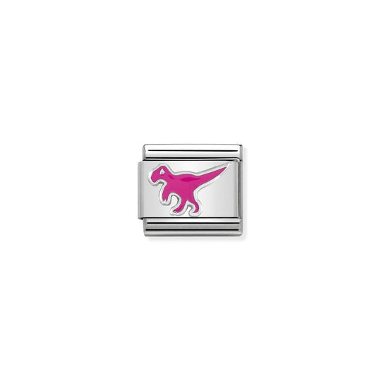 Composable Classic Pink T-Rex Dinosaur Link - Silver - 330204/21