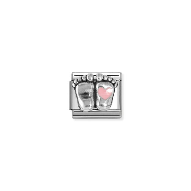 Composable Classic Pink Heart Baby Feet Link - Silver - 330204/31