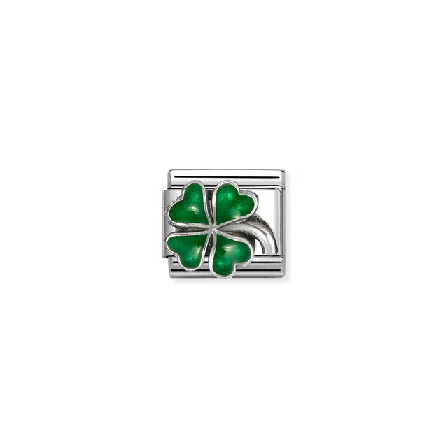 Composable Classic Green Four Leaf Clover Link - Silver - 330204/42
