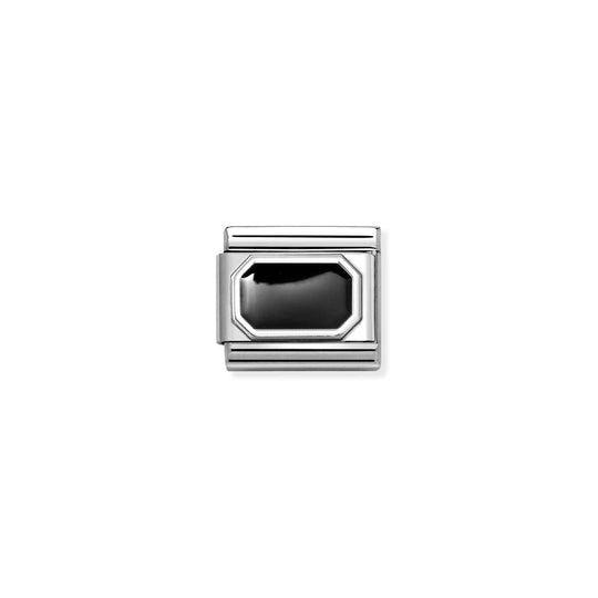 Composable Classic Black Enamel Rectangle Link - 330206/34