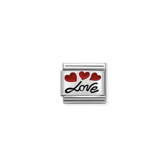 Love with Red Enamel Hearts Link - Silver - 330208/06