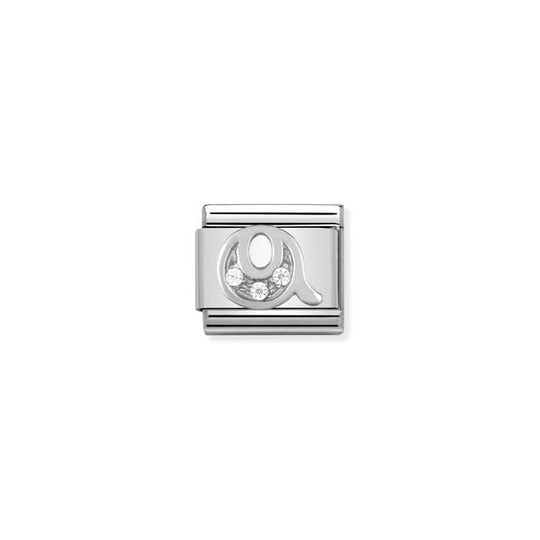 Classic Letter Q Link - Silver/Zirconia - 330301/17