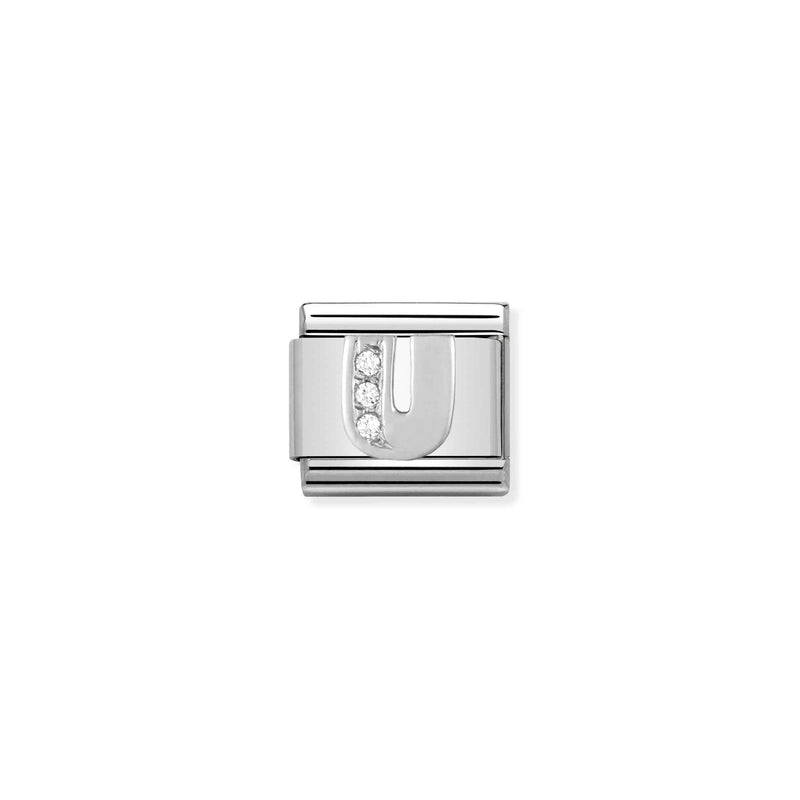Classic Letter U Link - Silver/Zirconia - 330301/21