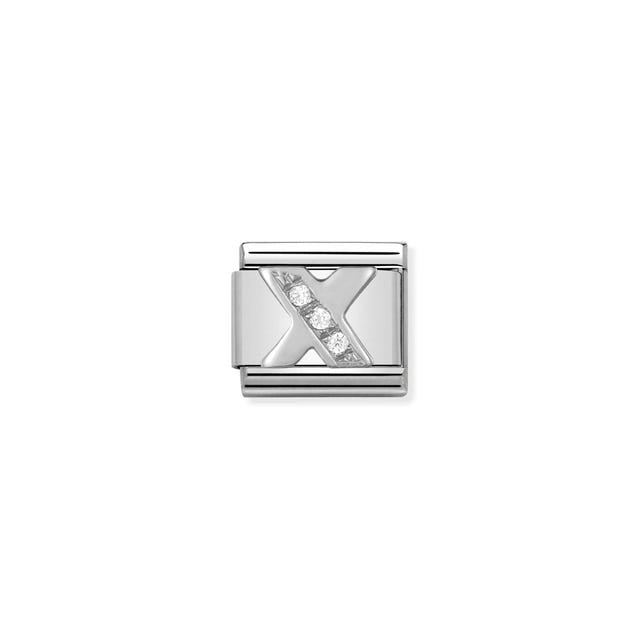 Classic Letter X Link - Silver/Zirconia - 330301/24