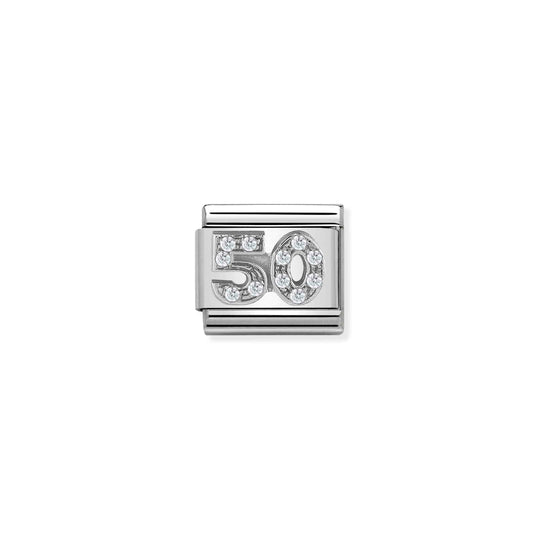Classic Number 50 Link - Silver/Zirconia - 330304/23
