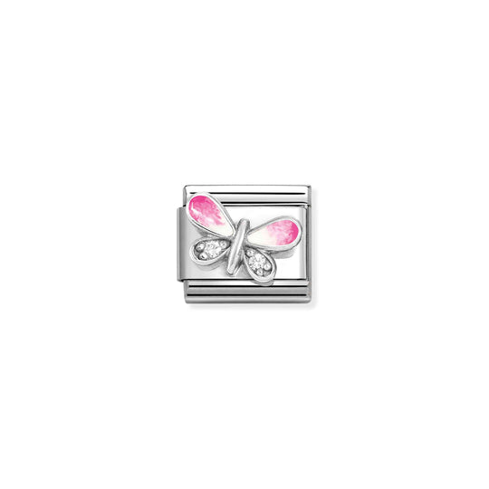 Composable Classic Pink Butterfly With CZ Link - Silver - 330321/09