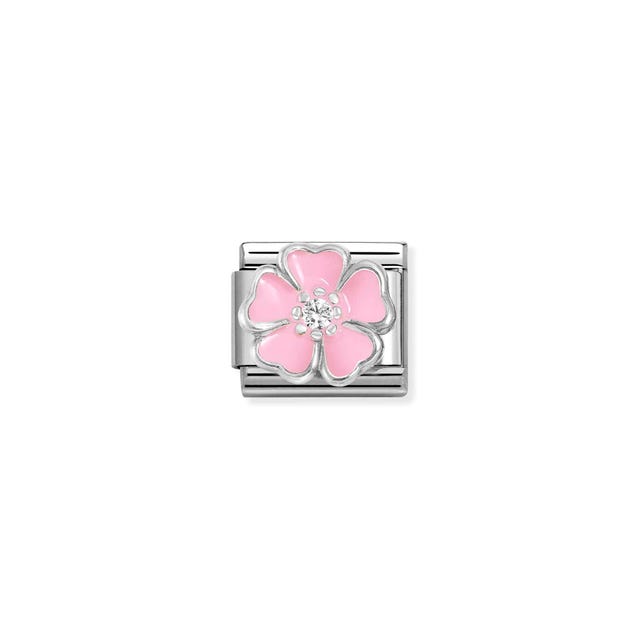 Composable Big Pink Flower Link - Silver - 330321/14