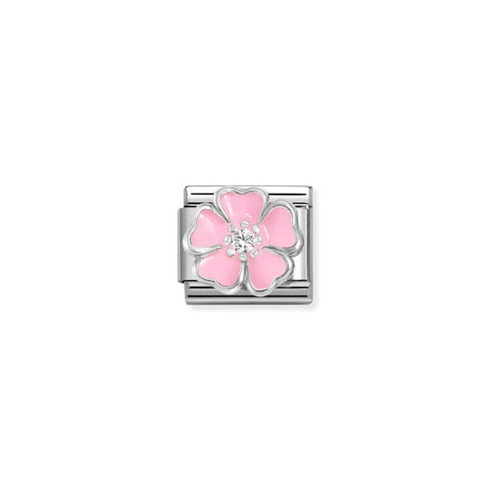 Composable Big Pink Flower Link - Silver - 330321/14