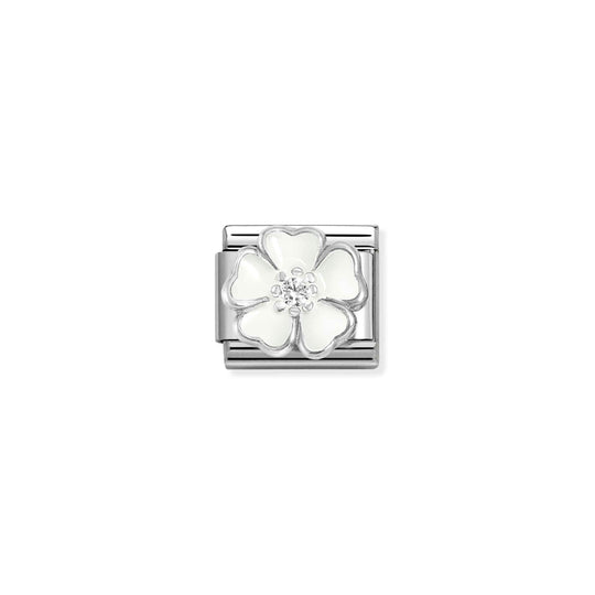 Composable Classic White Flower With CZ Link - 330321/15