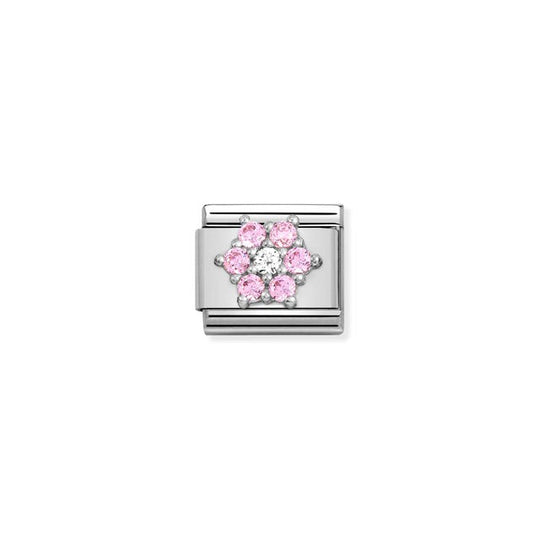Composable Classic Silver Pink Flower Link - 330322/03
