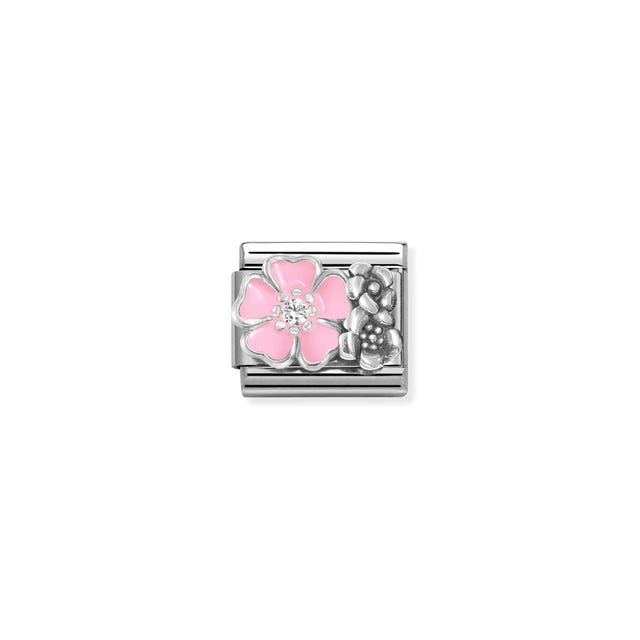 Composable Classic Pink & CZ Flowers Link - Silver - 330325/02
