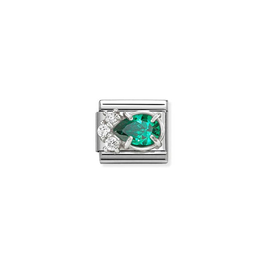 Composable Classic Green Drop Link - Silver - 330329/03