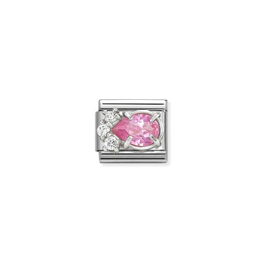 Composable Classic Pink CZ Drop Link - Silver - 330329/08