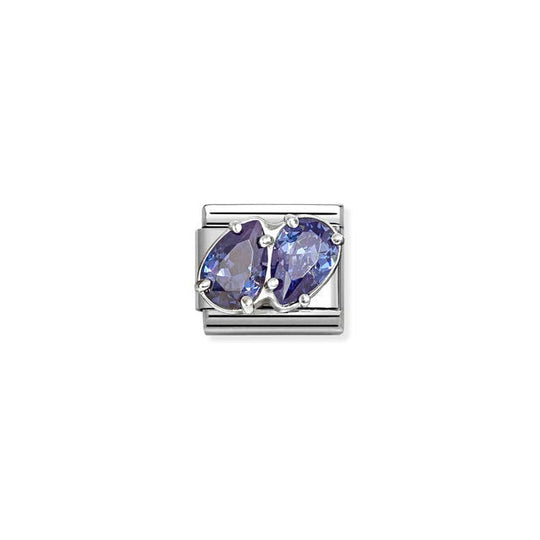 Composable Classic Blue Double Drops Link - Silver - 330329/13
