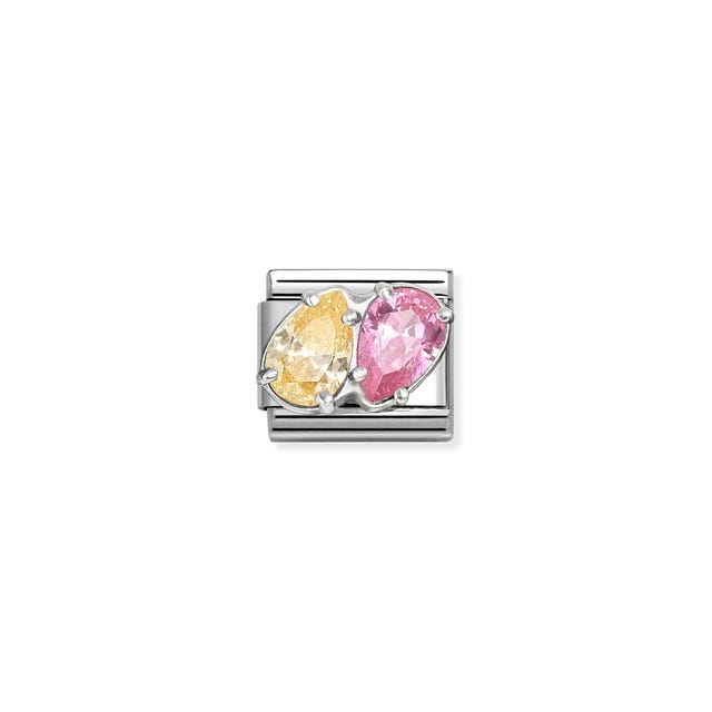 Composable Classic Yellow/Pink Double Drops Link - Silver - 330329/17