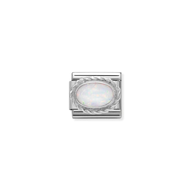 Classic Oval White Opal Link - Silver - 330503/07