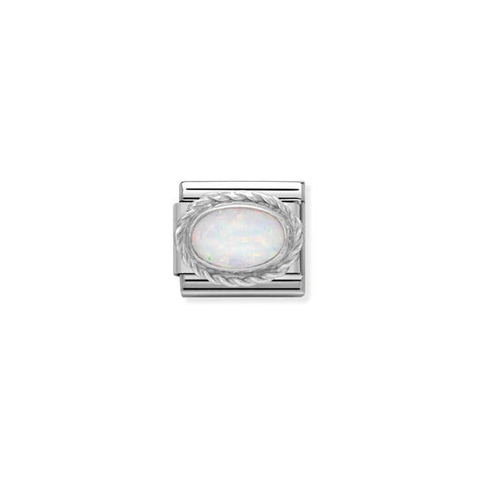 Classic Oval White Opal Link - Silver - 330503/07