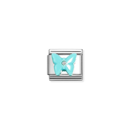 Composable Classic Turquoise Butterfly Link - Silver - 330509/15