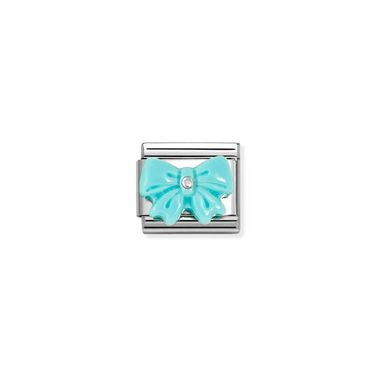 Composable Classic Turquoise Bow Link - Silver - 330509/19