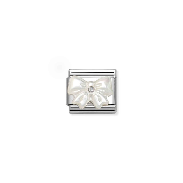 Composable Classic Mother Of Pearl Bow Link - Silver - 330509/20