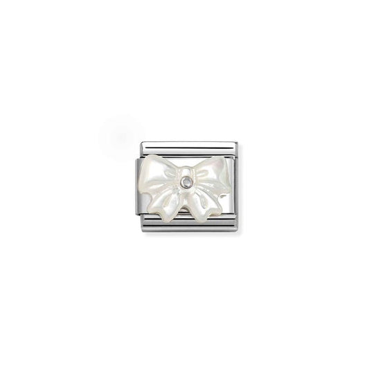 Composable Classic Mother Of Pearl Bow Link - Silver - 330509/20