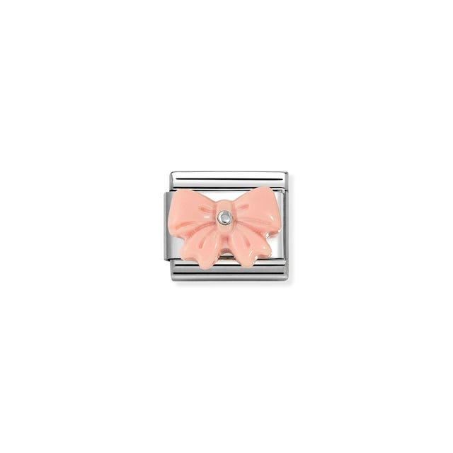 Composable Classic Pink Bow Link - Silver - 330509/21