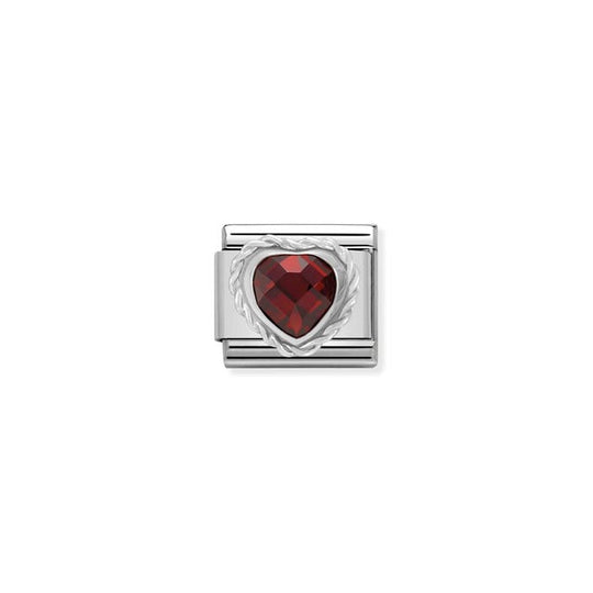 Composable Classic Red Heart Shaped Stone Link - Silver - 330603/005