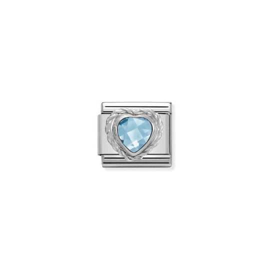 Composable Classic Light Blue Heart Shaped Stone Link - Silver - 330603/006