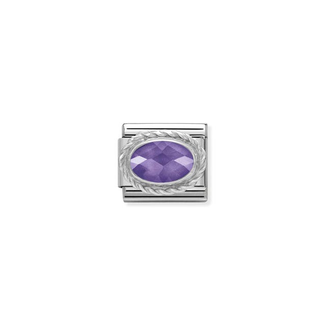 Classic Purple CZ Oval Link - Silver - 330604/001