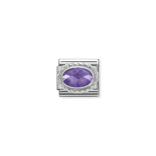 Classic Purple CZ Oval Link - Silver - 330604/001