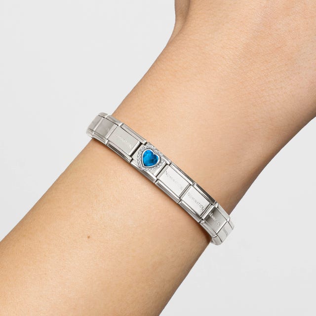 Composable Classic Faceted Blue Heart Dots Link - Silver - 330606/007