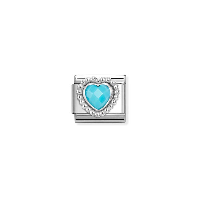 Composable Classic Turquoise Heart Link - Silver - 330605/039