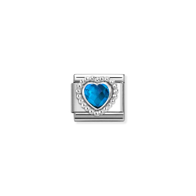 Composable Classic Faceted Blue Heart Dots Link - Silver - 330606/007
